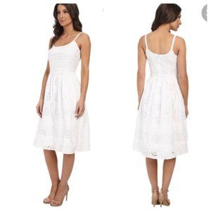Adrianna Papell Eyelet Spaghetti Strap White Dress